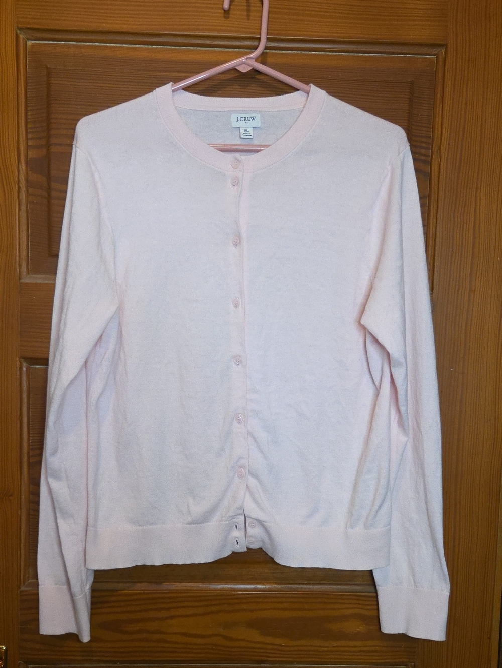 J. Crew Soft Pale Pink Crewneck Button Cardigan 100% Cotton